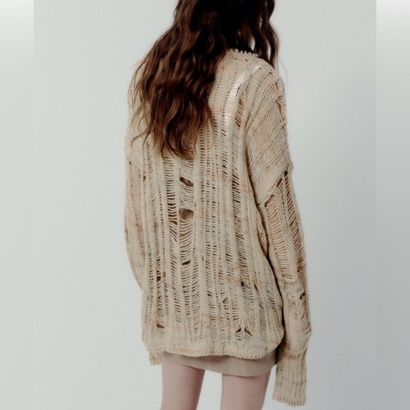 Zara Multicolor Distressed Knit Sweater - Picture 2 of 7